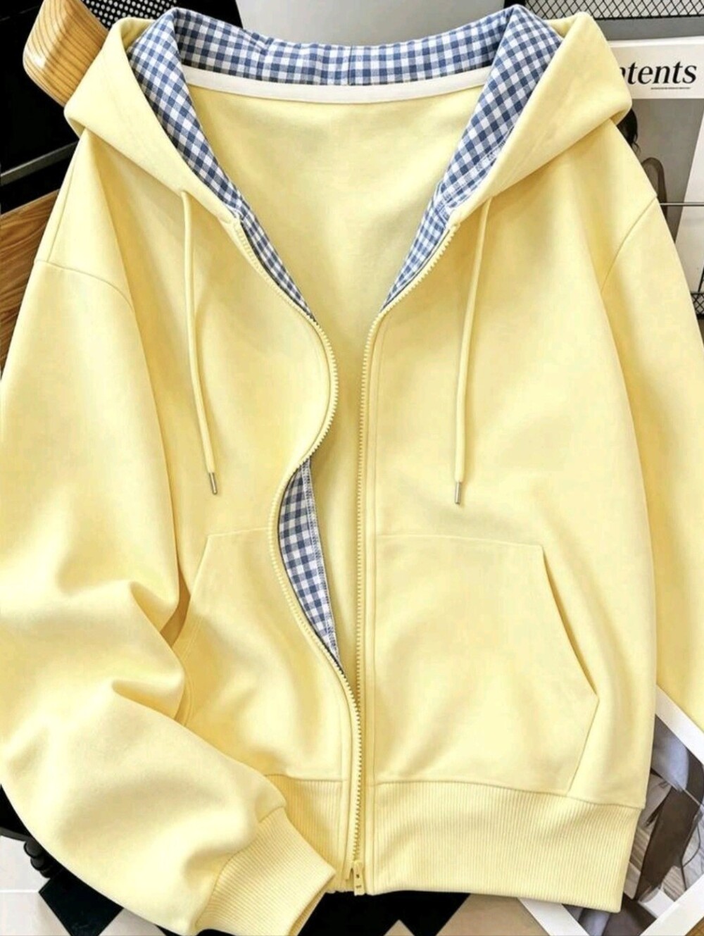 Women's Drawstring Hooded Zip-Up Casual Versatile Everyday Sweatshirt